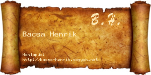 Bacsa Henrik névjegykártya
